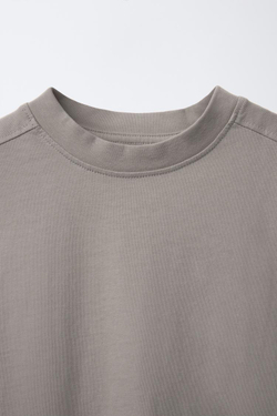 ZARA ОДНОТОННАЯ ФУТБОЛКА БЕЗ РУКАВОВ С НАШИВКОЙ, СЕРО-КОРИЧНЕВЫЙ