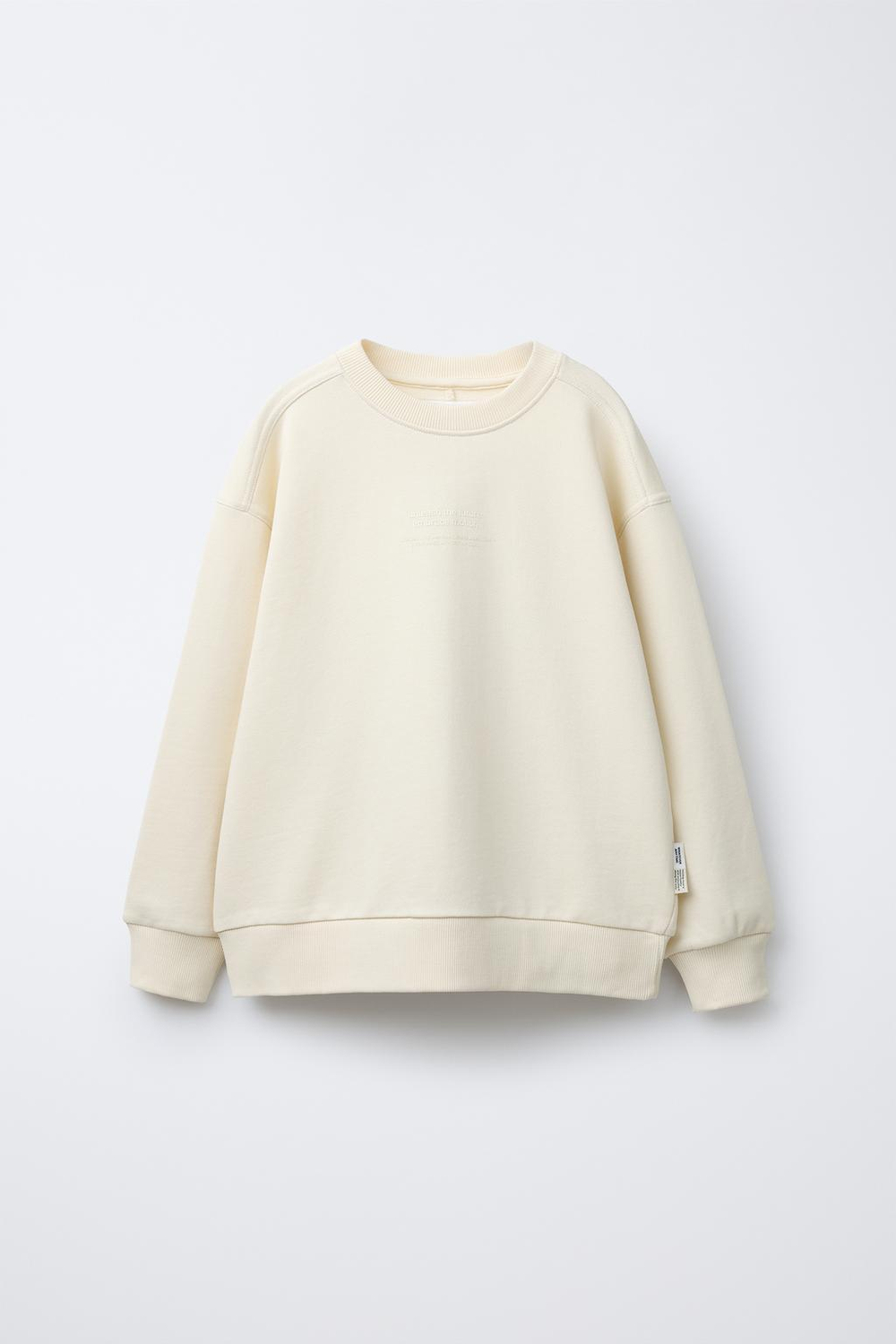 ZARA ОДНОТОННАЯ ТОЛСТОВКА С РЕЛЬЕФНОЙ НАДПИСЬЮ, СВЕТЛО-ЖЕЛТЫЙ