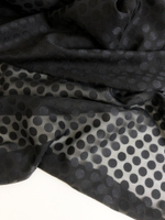 Шифон жаккард горох, черный C2