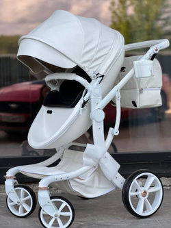 Коляска-трансформер 3в1 LUXMOM 608-2 с автолюлькой, коричневая ЭкоКожа