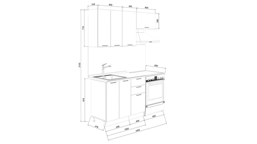 Кухонный гарнитур «Белладжио» длиной 160 см