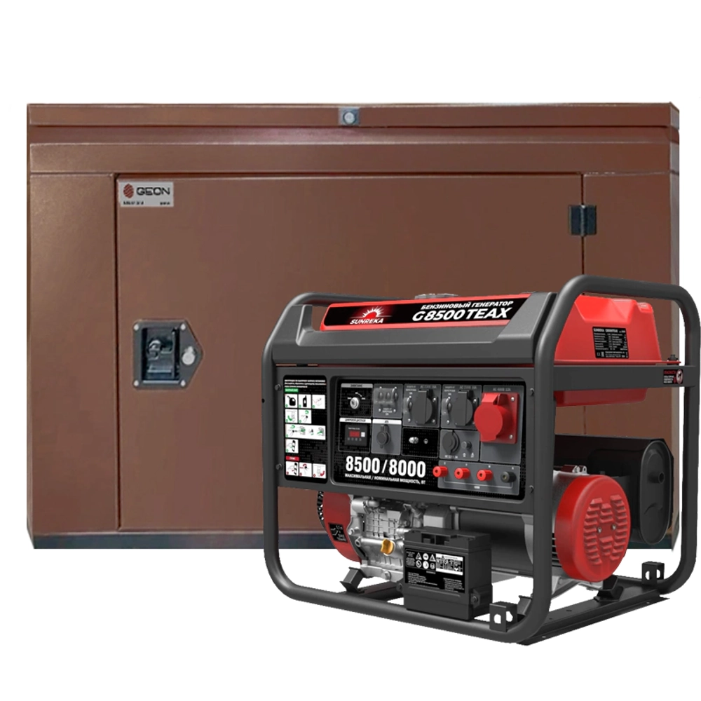 Генератор бензиновый SUNREKA G8500TEAX с кожухом Geon 1400SS RAL 8017
