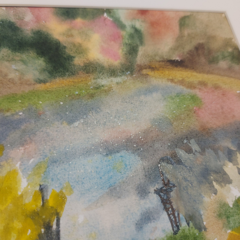 Картина авторская акварельная в паспарту 30х40 см на стену для интерьера "Ореховно"