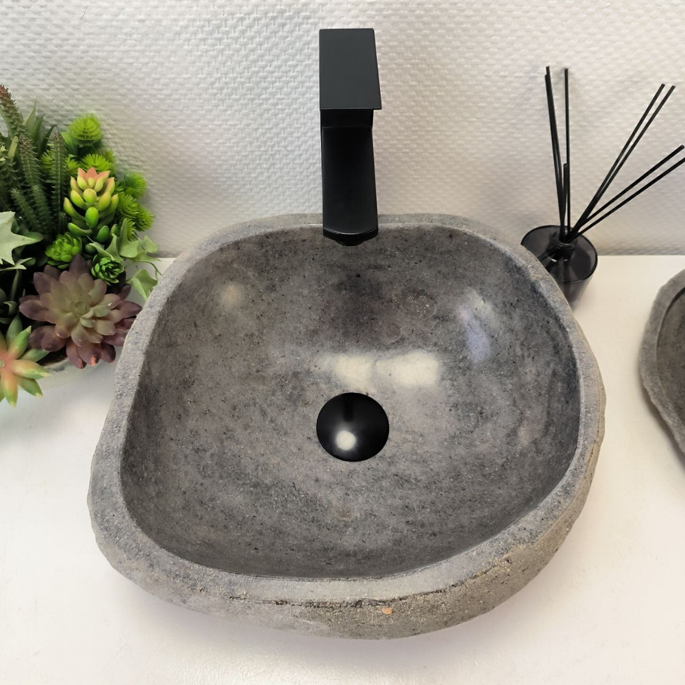 Каменная раковина из речного камня RS-63567 (38*34*15) 0122