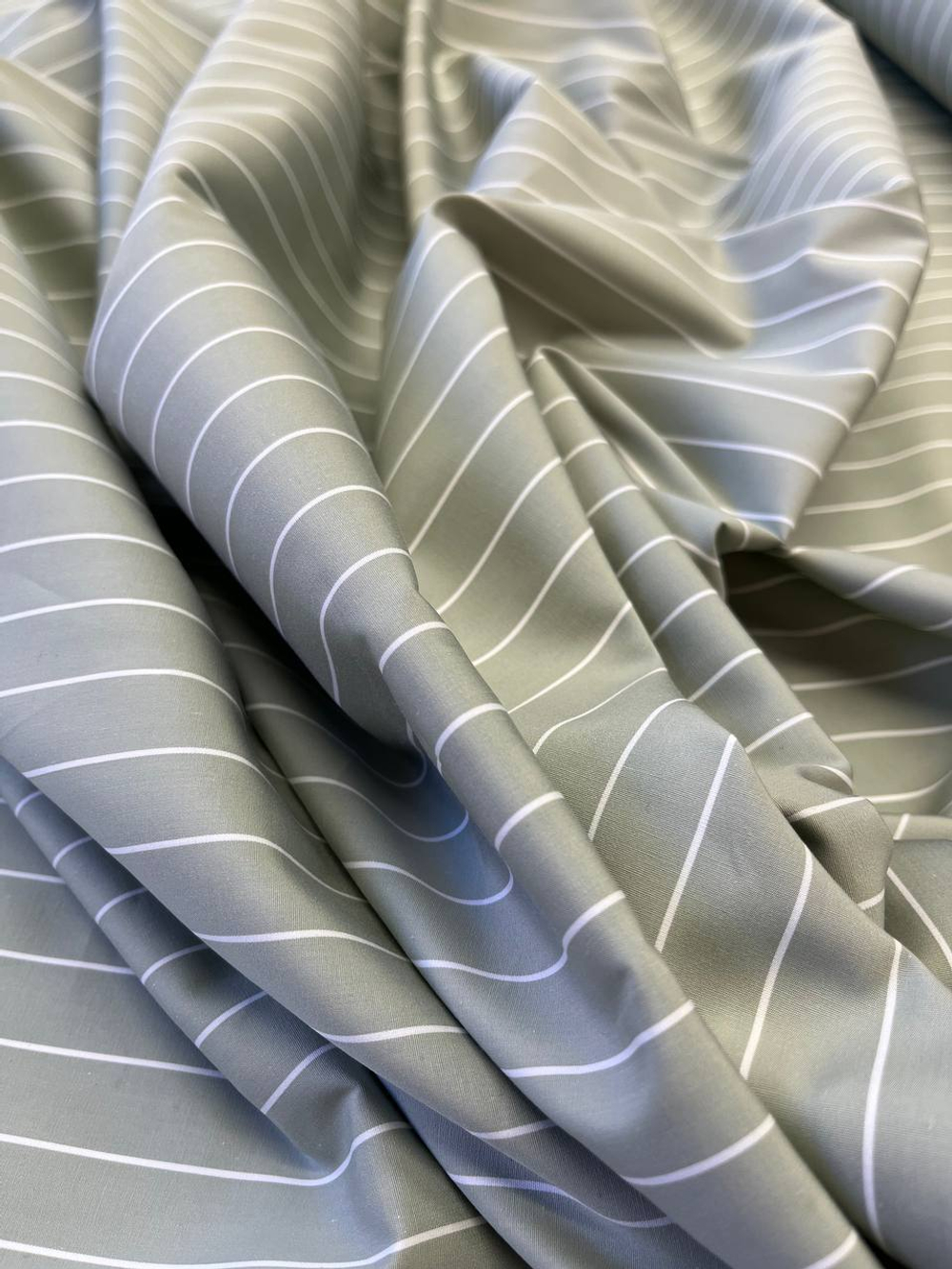 Хлопок Loro Piana мятный в белую полоску