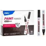 Набор Маркер-краска, 2мм, черный, нитро-основа, Deli, 2 шт