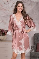 Халат женский шелковый  Мэрилин Делюкс 3443 роза
