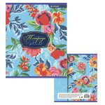 Тетрадь 48л., А5, клетка, Alingar "Flowers", скрепка, мелованный картон (стандарт), выб УФ лак, блок офсет, 4 дизайна в пленке т/у