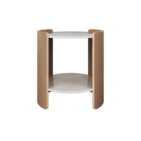 Столик Lagom Stone D 43 см высота 45 см (камень LC, натуральный дуб)