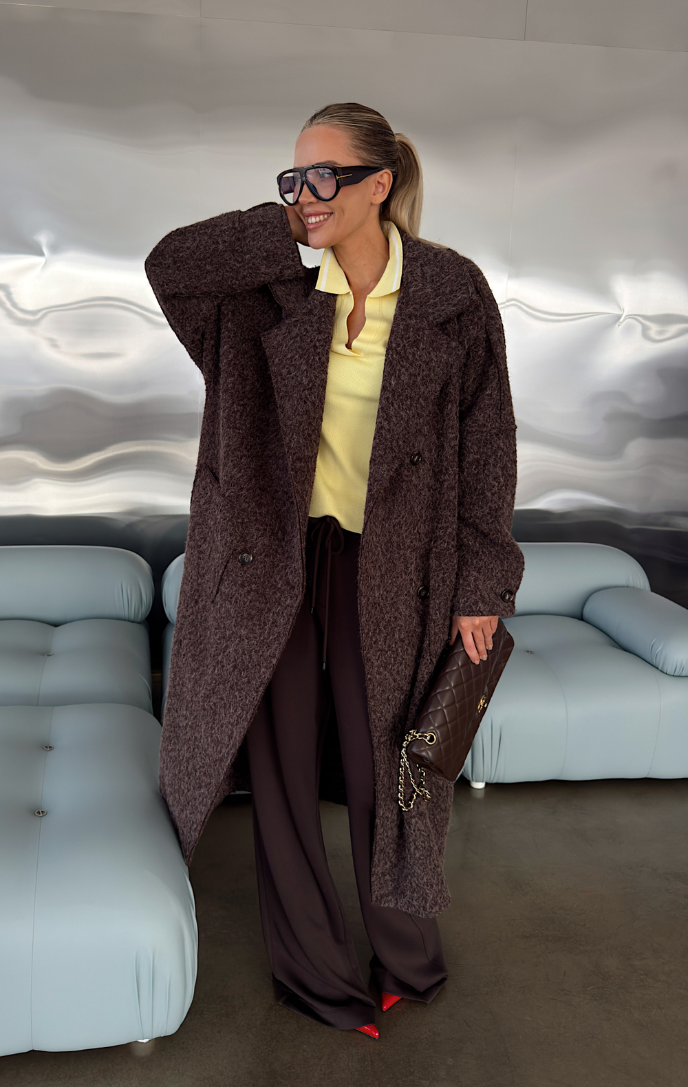 Пальто оверсайз из буклированной шерсти