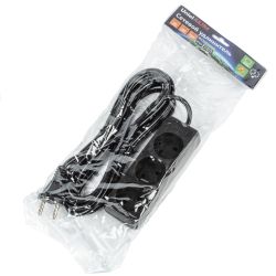 S-CU3-5 BLACK Удлинитель серии Ultra. шнур 5м.. 3 гнезда. 10A. б-з. Черный. TM Uniel