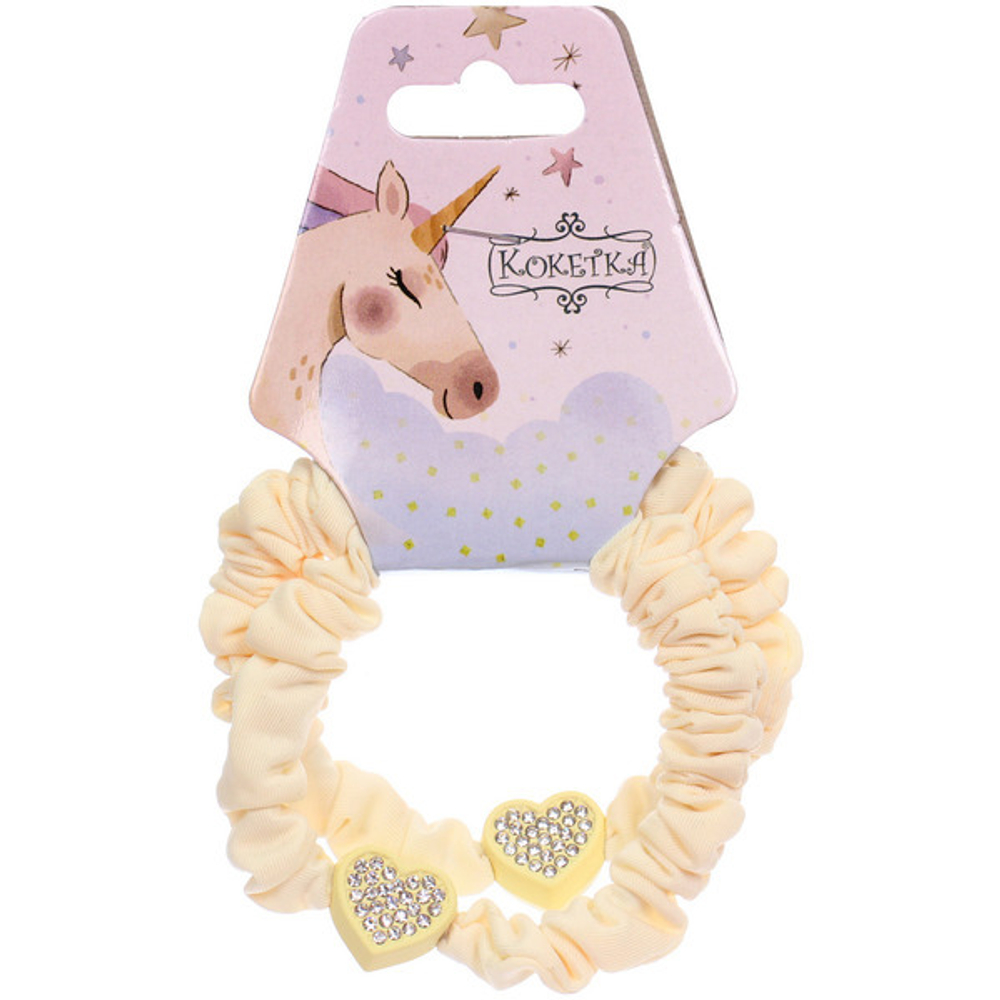 Резинки для волос 2шт «Мята», сердечки, микс 5 цветов, d-5см (Кокетка)