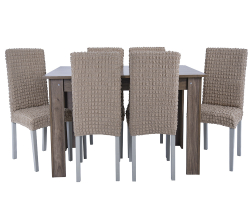 Чехол на стул без оборки со спинкой, цвет Какао, Набор 6 шт.