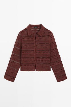 Massimo Dutti Короткая куртка из хлопка кроше, черепичный