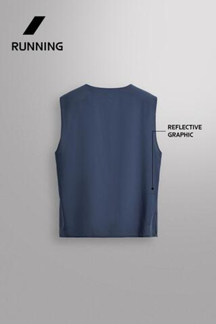 ZARA ПЕРФОРИРОВАННАЯ МАЙКА ДЛЯ БЕГА, ВЫЦВЕТШИЙ СИНИЙ