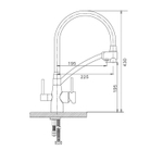 Смеситель для кухни 35к G4398 GAPPO гибкий излив, с вых. для питьевого фильтра, СЕРЫЙ-сатин