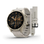 Смарт-часы Garmin Fenix 8 - 43 мм, AMOLED, Sapphire золотистый корпус, силиконовый и кожаный ремешок