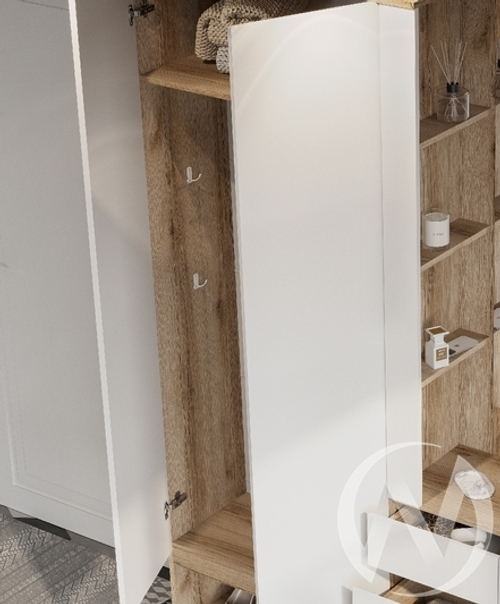 Прихожая с зеркалом МС Брайтон (дуб делано/белый)