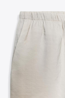 ZARA БРЮКИ-ПАЛАЦЦО ИЗ СТРУЯЩЕЙСЯ ТКАНИ, СВЕТЛО-БЕЖЕВЫЙ