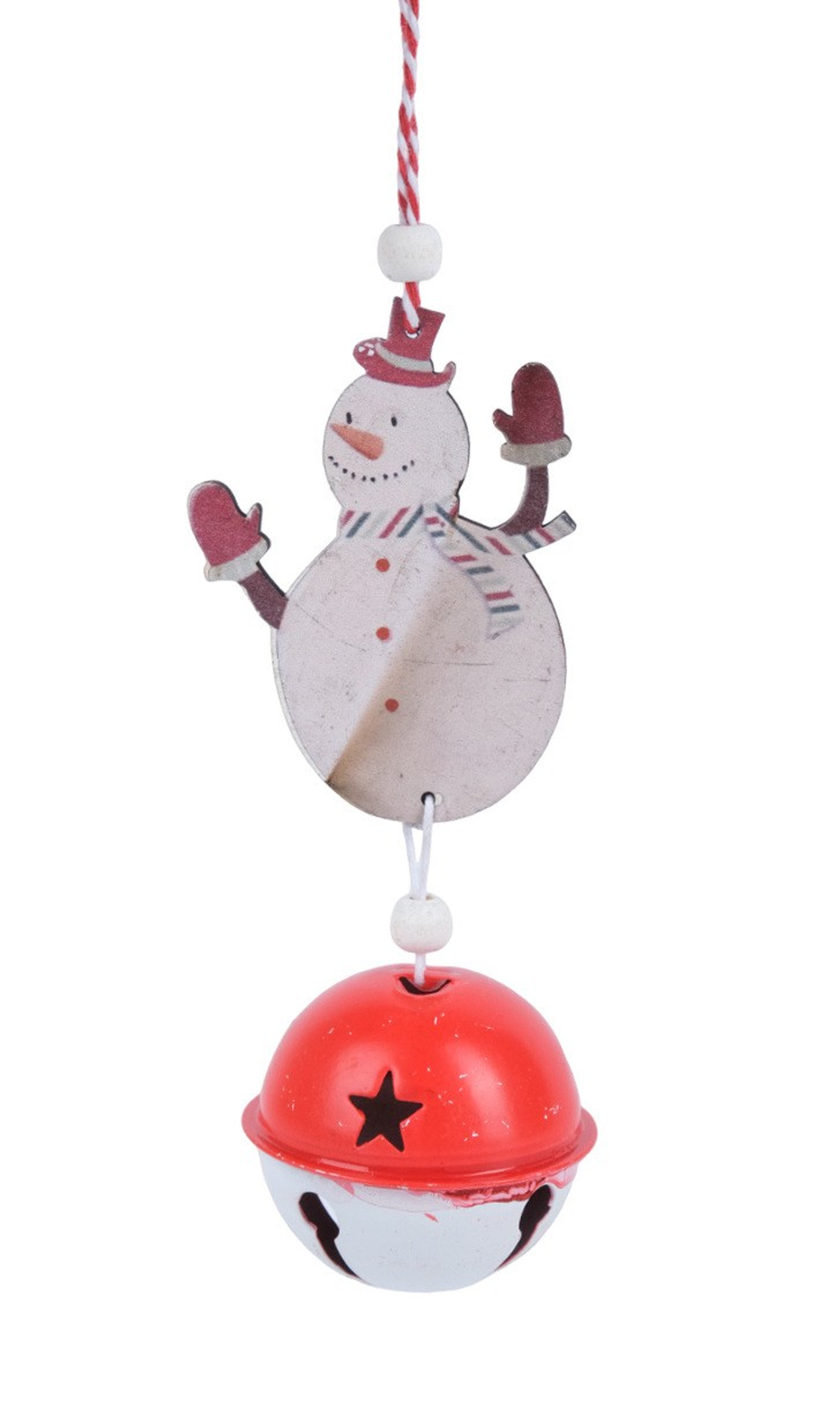Украшение из дерева с колольчиком Снеговик 6см SYMZPA-4422079