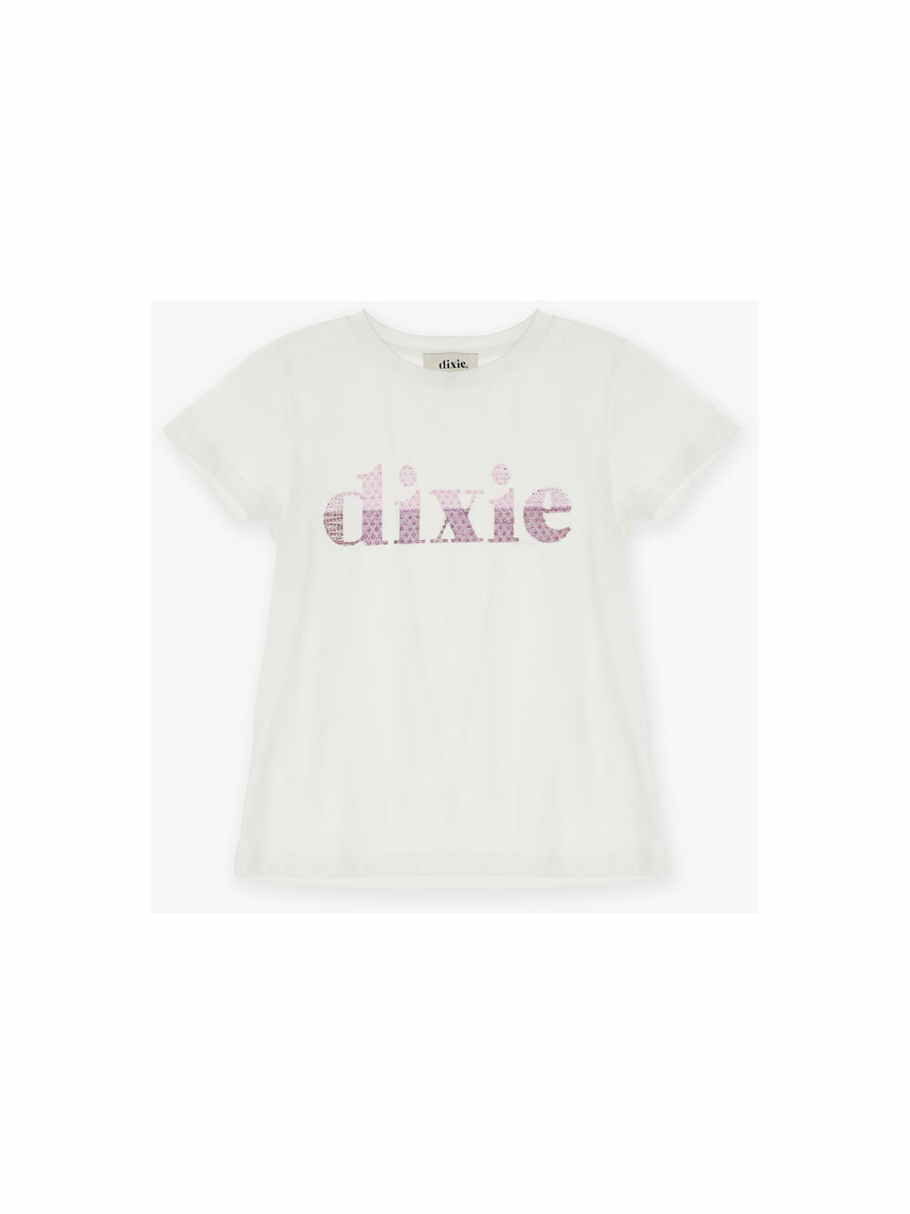 Футболка DIXIE Белый/Вышивка: сиреневый логотип со стразами Девочка