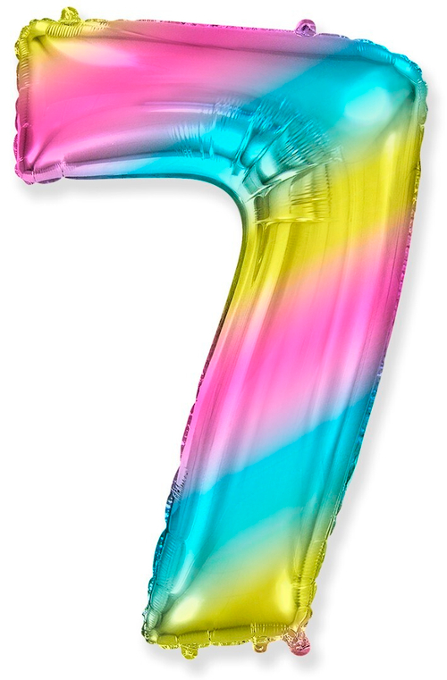 Фольгированный шар Цифра 7 диагональная радуга 102 см