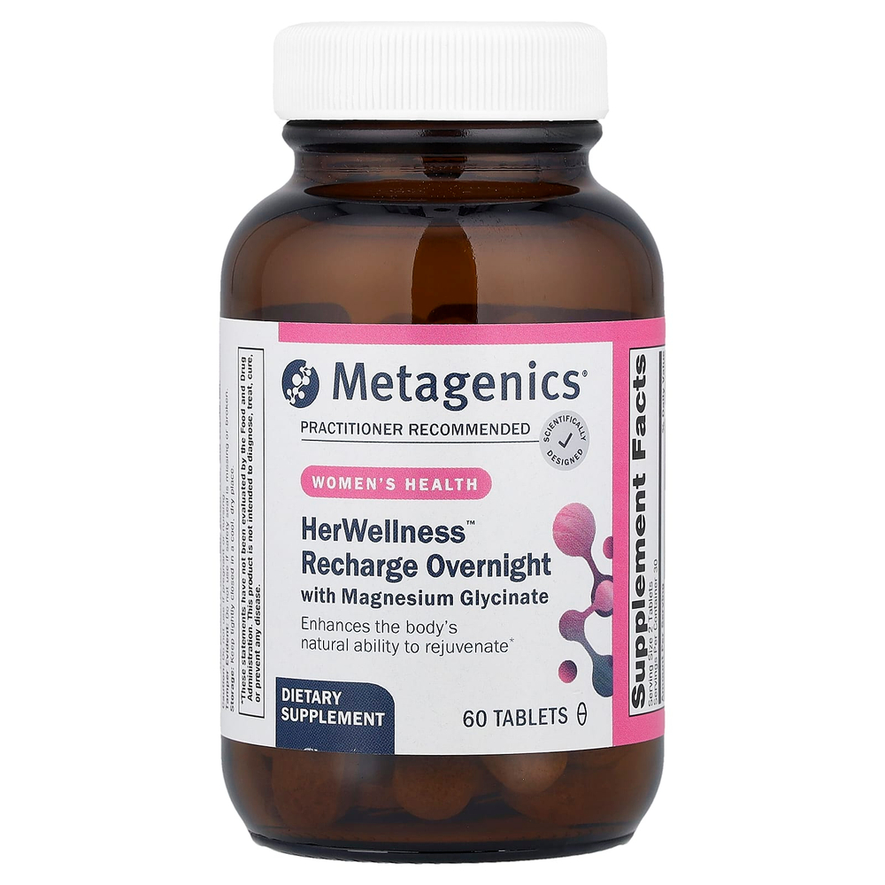 Metagenics, Women's Health, HerWellness™, восстанавливающий в течение ночи, с глицинатом магния, 60 таблеток