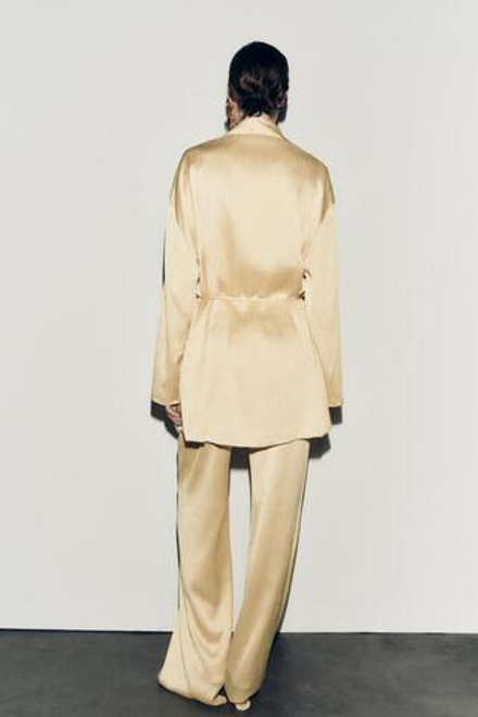 ZARA ШИРОКИЕ БРЮКИ С ПЛИССИРОВКОЙ, ПАСТЕЛЬНО-ЖЕЛТЫЙ