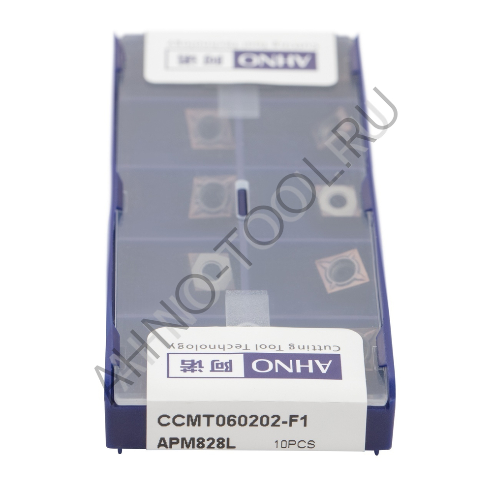 Пластина твердосплавная ISO CCMT060202-F1 APM828L AHNO предназначена для получистовой обработки жаропрочной и нержавеющей стали.