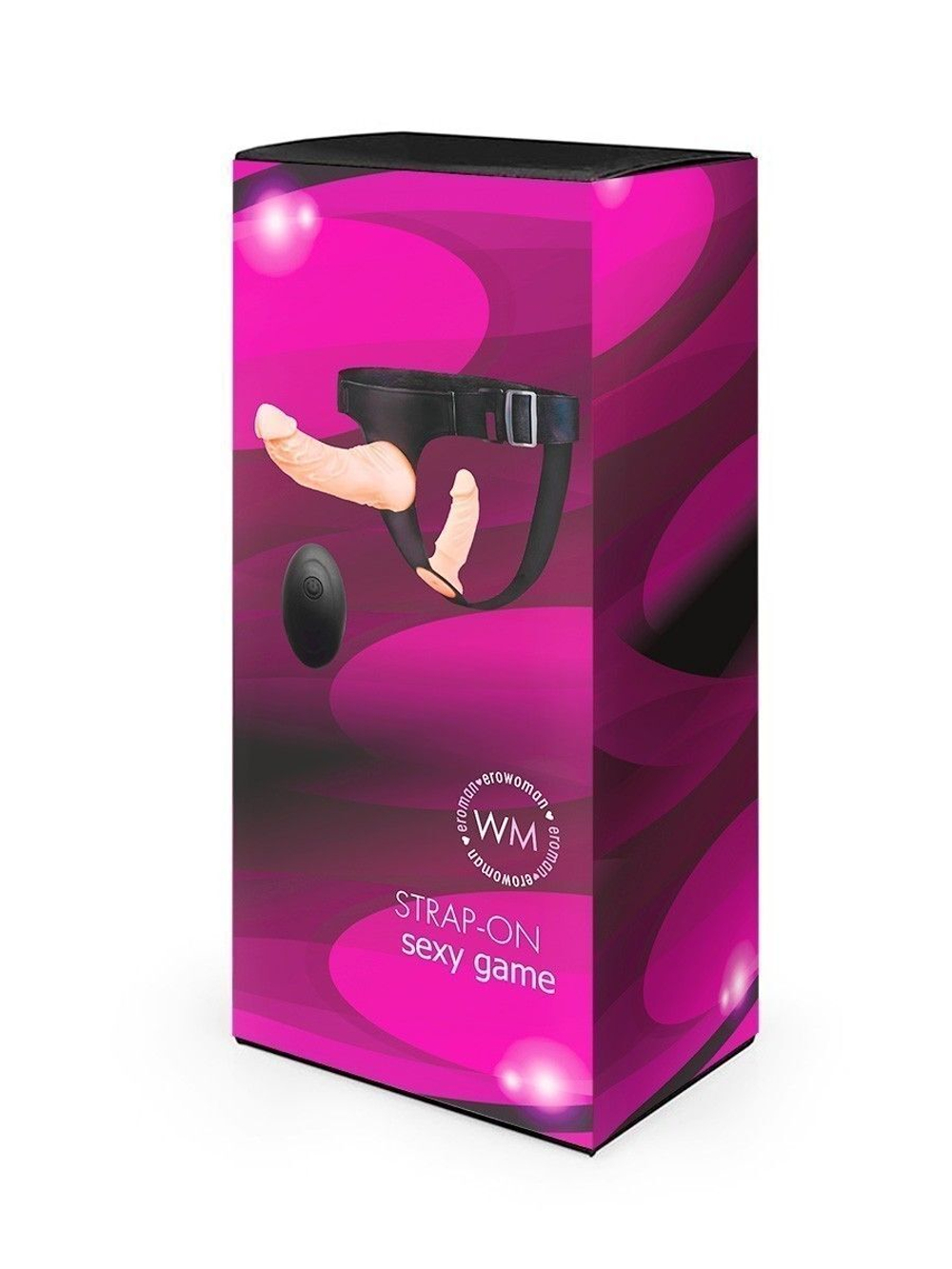 Женский страпон с 2 насадками, вибрацией и пультом ДУ (Цвет: телесный с черным)