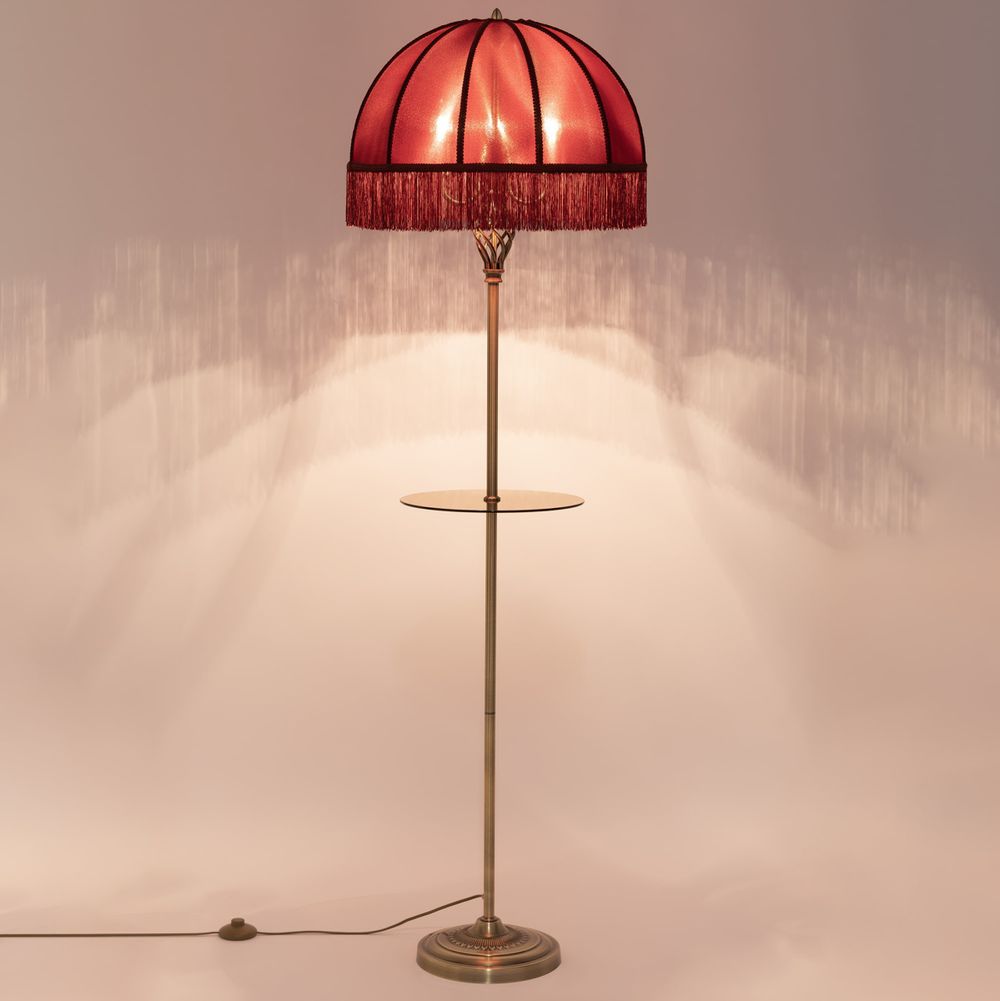 Citilux Базель CL407933T Торшер бронза со столиком и красным абажуром