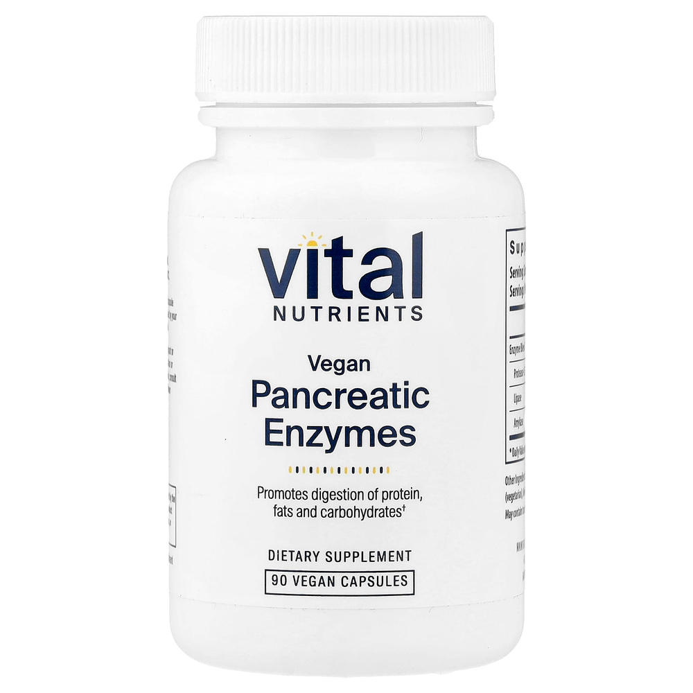 Vital Nutrients, веганские ферменты для поджелудочной железы, 90 веганских капсул