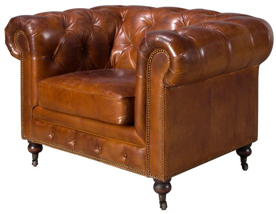 Кресло Chester из коньячно-коричневой кожи модель 5167 Испания 