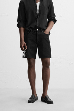 ZARA ДЖИНСОВЫЕ ШОРТЫ REGULAR FIT, ЧЕРНЫЙ