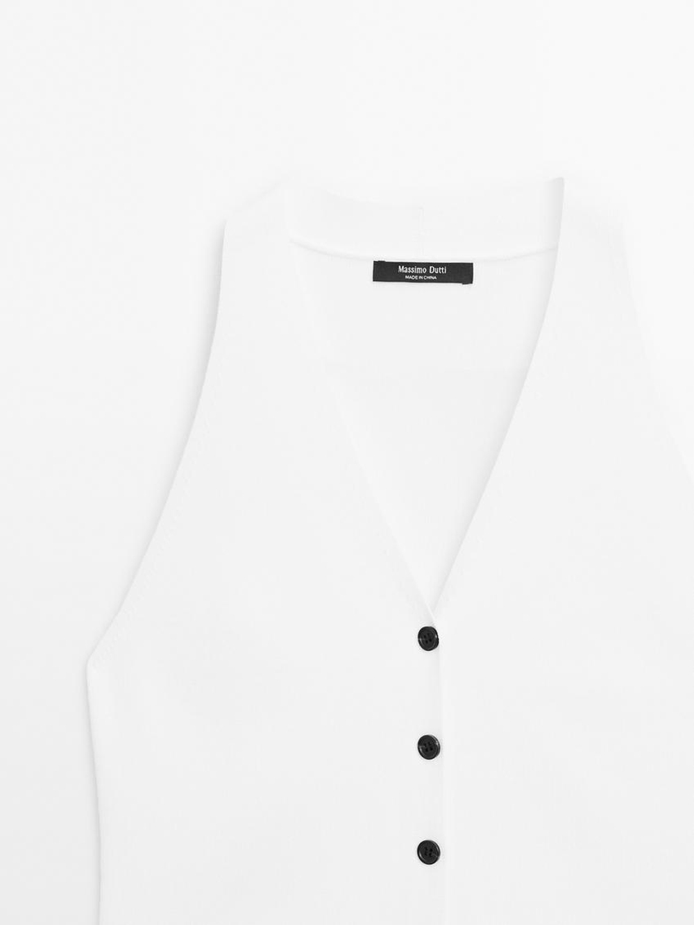 Massimo Dutti Трикотажный жилет с контрастными пуговицами, белый