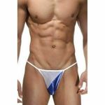 Мужские трусы стринги бело-синие La Blinque LB15108