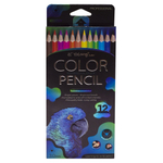 Карандаши цветные Yalong 12 цв., "Неоновые животные" (птицы,рыба,черепаха) деревянные, трехгранные, заточенные, грифель 3.0, картон. уп., европодвес