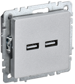 BRITE Розетка USB A+A 5В 3,1А РЮ10-1-БрА алюминий IEK