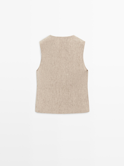 Massimo Dutti Льняной жилет, бежевый