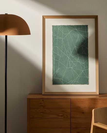 Durkan Абстрактная картина на переработанной бумаге зеленая 100 x 70 см