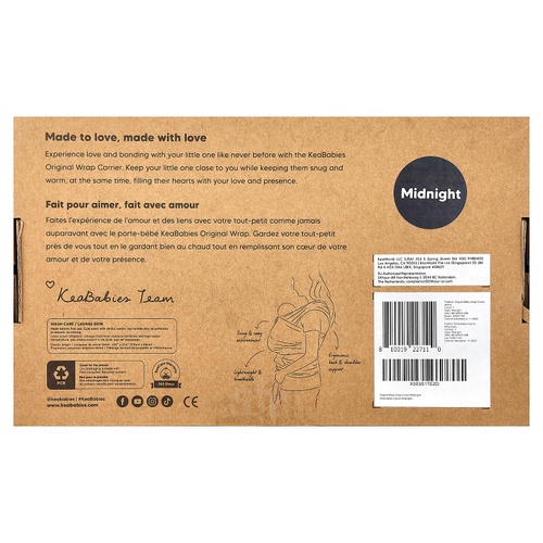 KeaBabies, Original Baby Wrap-перевозчик, для детей в возрасте 0–36 месяцев, полночный, 1 шт.