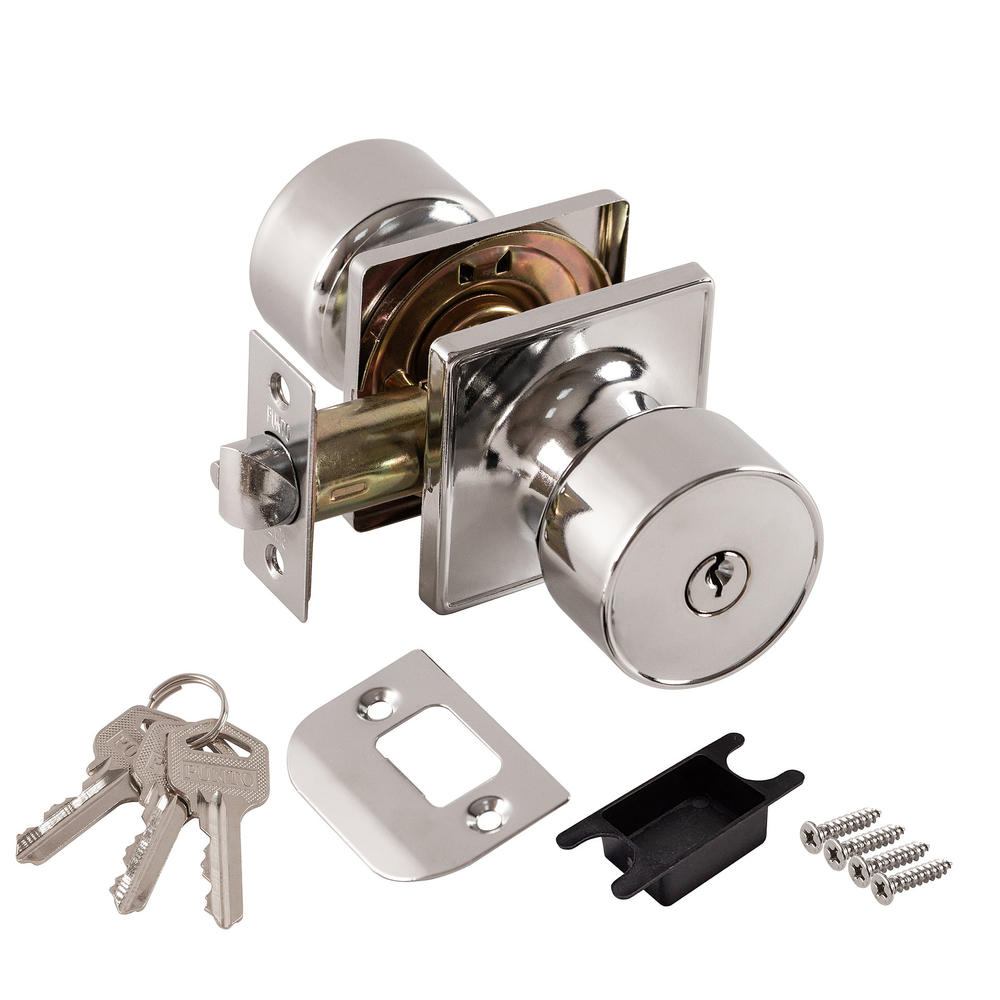 Замок ручка Хром с ключом, фиксатором DK772