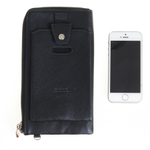 Мужской чёрный клатч портмоне из натуральной кожи на молнии с отделением для телефона GALIB 7M170