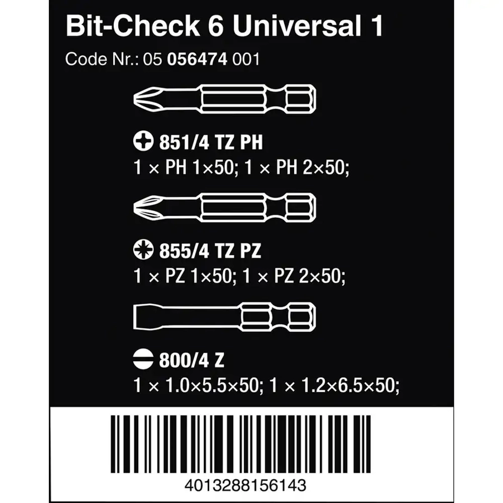 Набор насадок, Bit-Check 6 Universal 1 WERA 05056474001