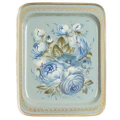 Жостовский поднос декоративный, размер 33х26 см (A13), металлический