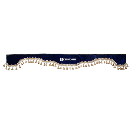 Ламбрекен KENWORTH (флок, синий, бежевые кисточки) 230см