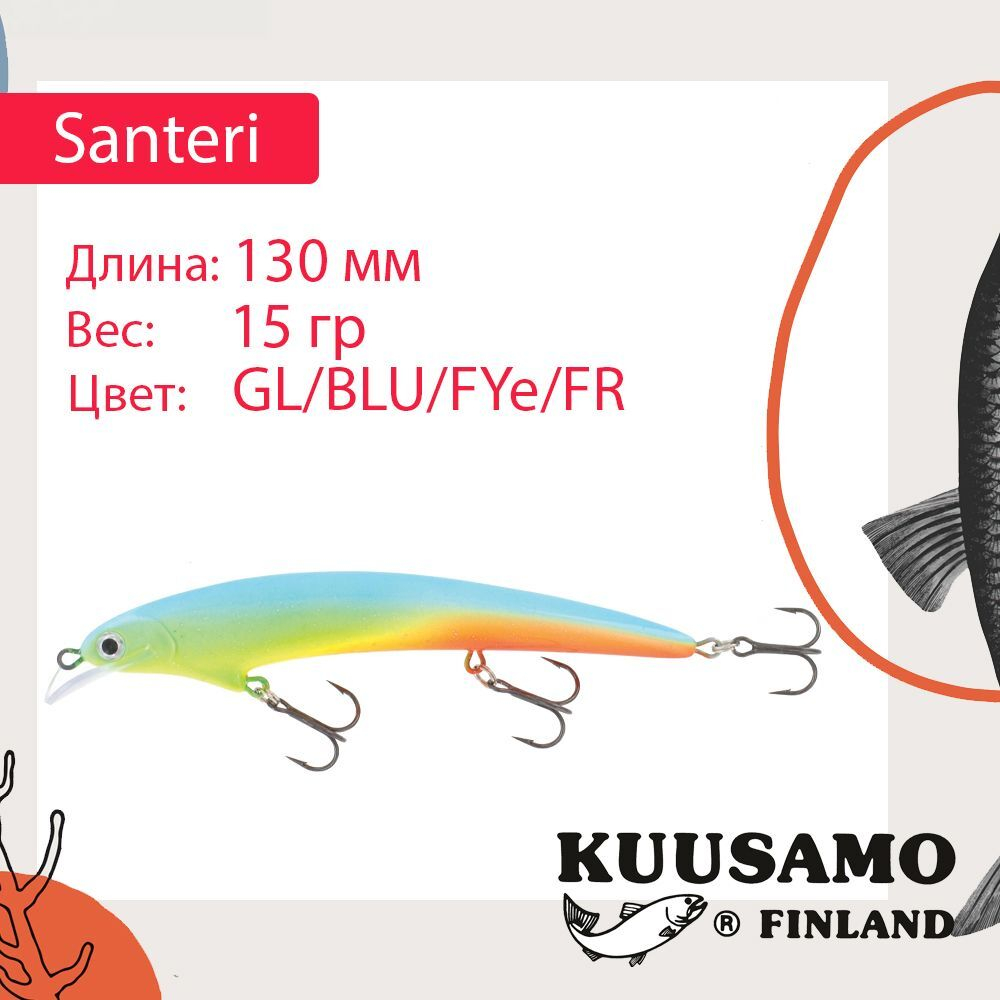 Воблер Kuusamo Santeri 90mm 9г цв. Pink/Li/FYe/GR/S