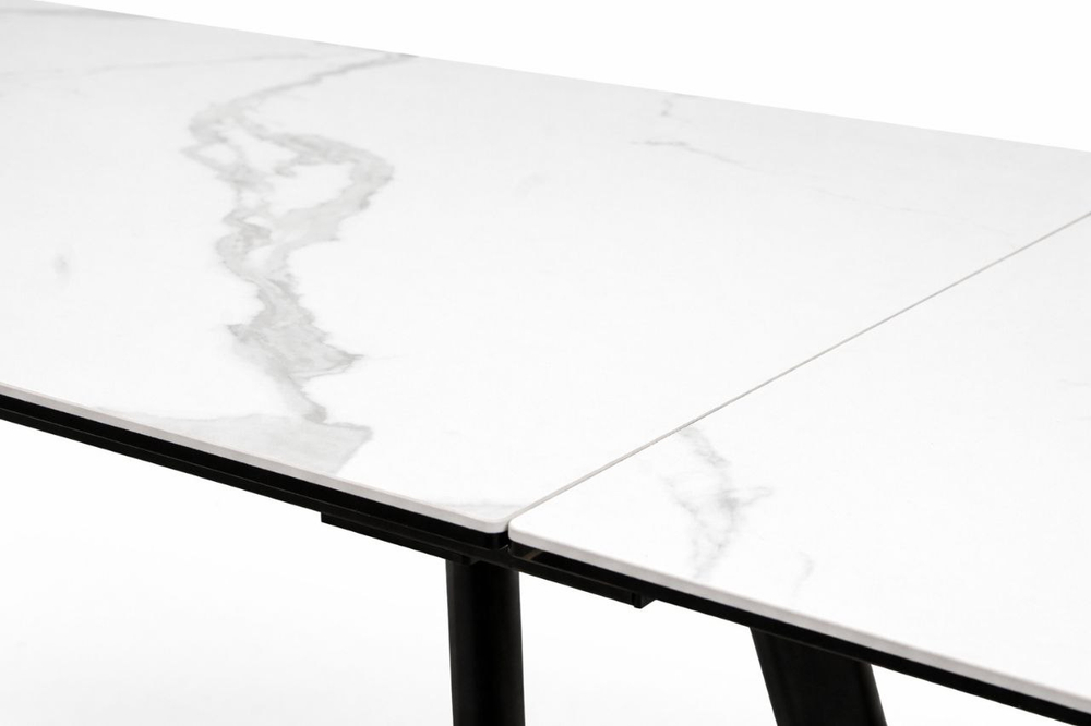 Стол из керамогранита 160 (+40) (+40) цвет Gloria White matt