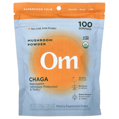 Om Mushrooms, грибной порошок, чага, 200 г (7,05 унции)
