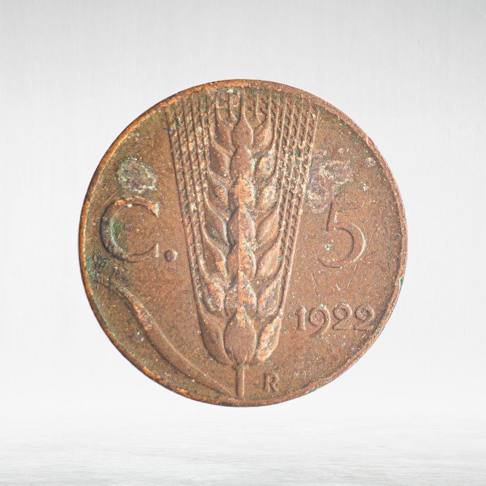 Italy 5 Centesimi 1922 R "Victor Emmanuel III", VF